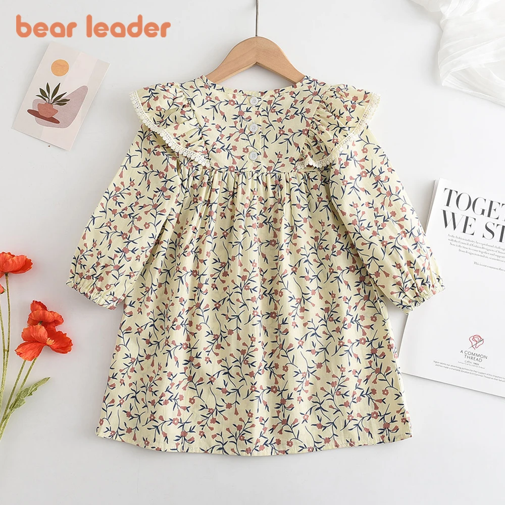 Bear Leader Girls Princess Patchwork Dress 2023 New Fashion Party Costumes Kids Bowtie Casual Outfits Baby Lovely Suits for 2 6Y