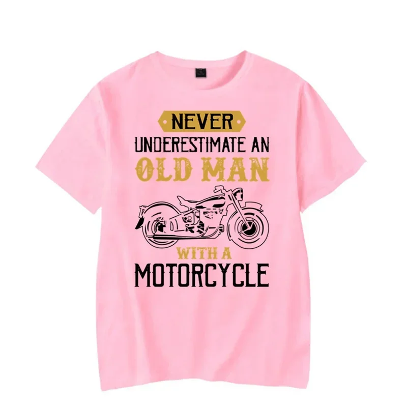 

Fashion Harajuku T-shirt Oversize Men Brand T-shirtNever Underestimate An Old Man with A Motorcycle Graphic Tshirt Funny Tshirt