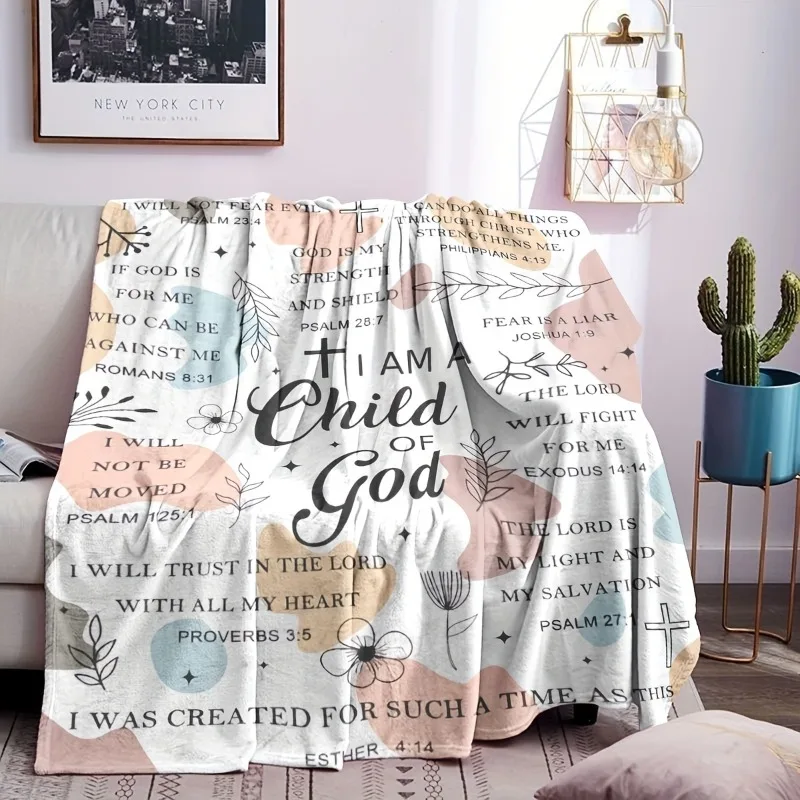 Inspirational I Am A Child of God Blanket Soft Flannel Gifts for Women Gifts Uplifting Christian Blanket for Moments Devotional