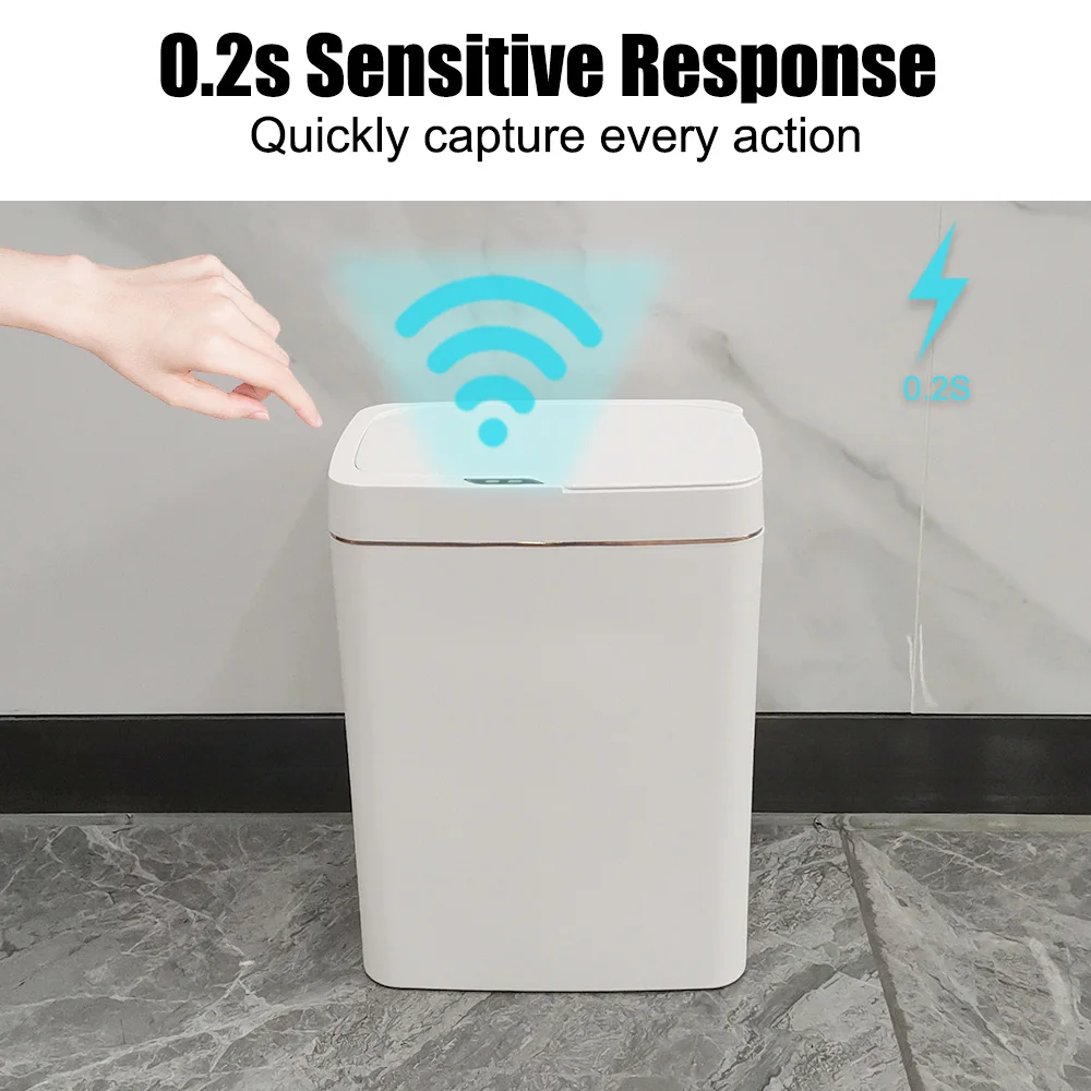 Touchless Smart Sensor Smart Trash Can 18L With Lid for Kitchen Bathroom Bedroom Automatic Bagging Garbage Bin