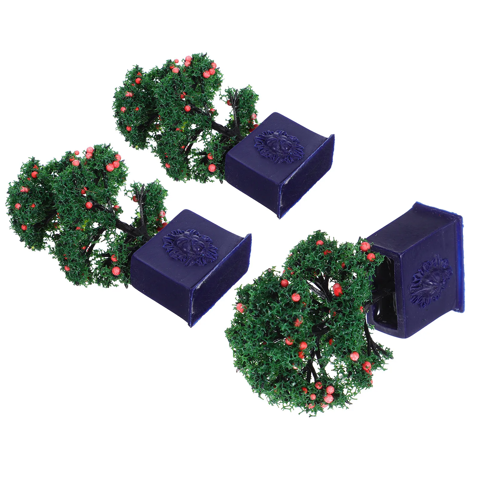 3Pcs Vibrant Miniature Potted Fruit Trees Artificial Indoor Plants for Dollhouse Mini Gardens Workspace Decor Craft Projects - view 2