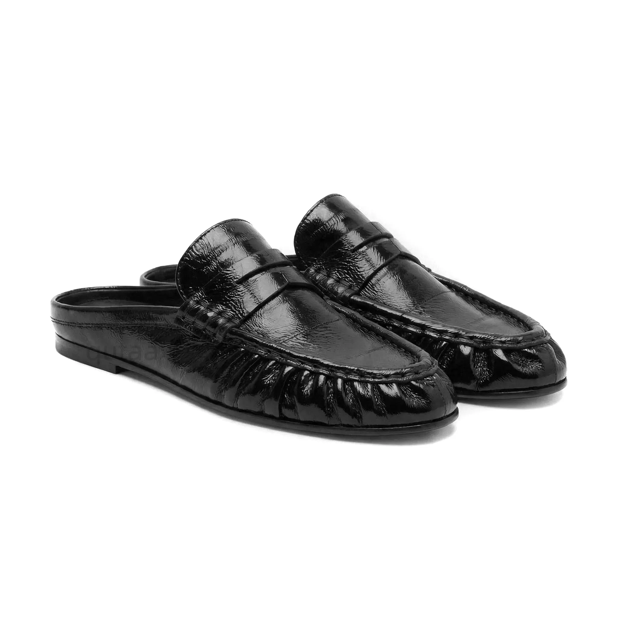 Women's Cow Leather Slingback Mules - Round Toe Flats