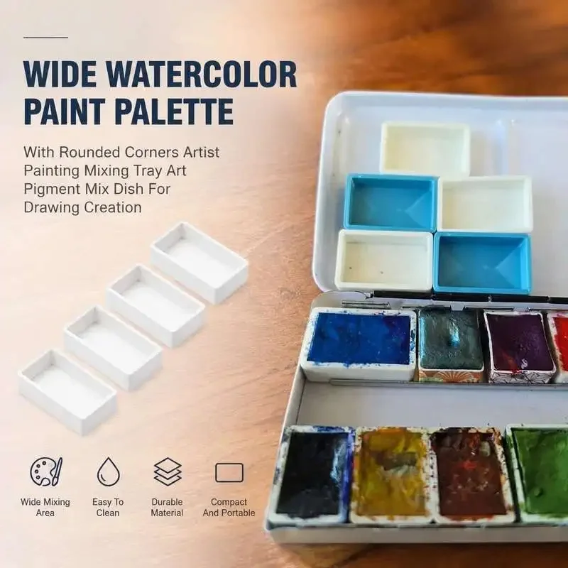 Wide Watercolor Mixing Tray With Rounded Corners Artist Painting Pigment Blending Dish For Art Creation