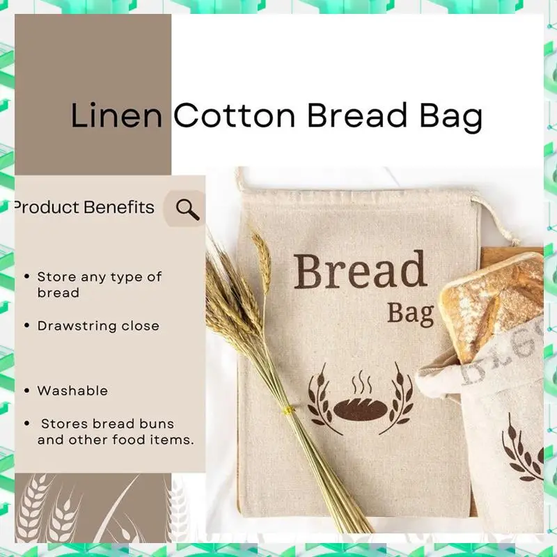 

FIZP Organic Linen Bread Bag Reusable Bread Bags Food Storage Bag Bread Storage Bags Eco Bread Bag Durable Easy To Use
