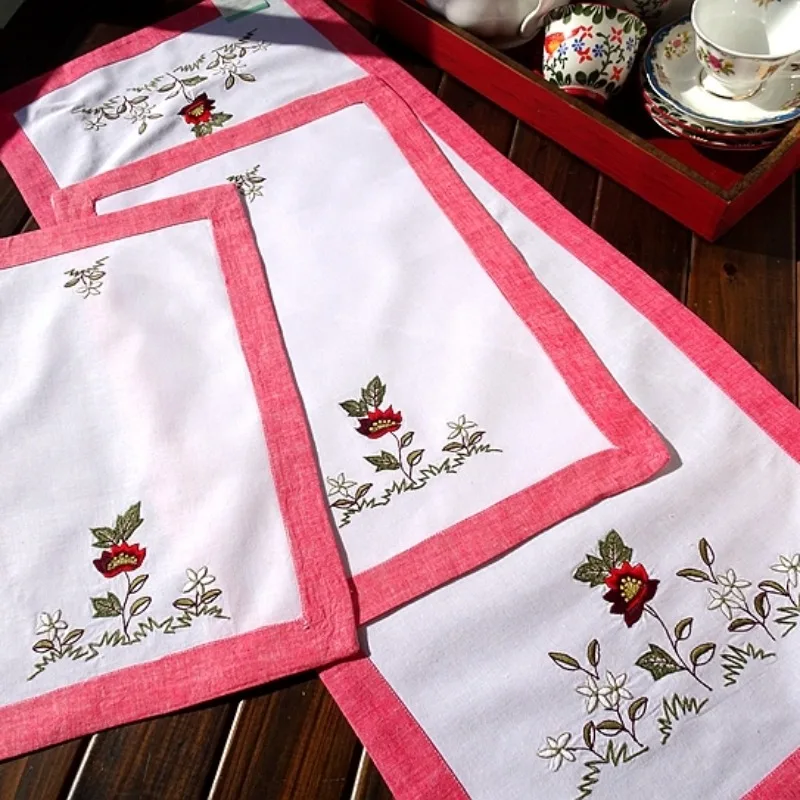 2 pezzi tovaglietta ricamata in puro cotone stile country americano fodera decorativa 27X40CM 32X45CM fazzoletto in puro cotone