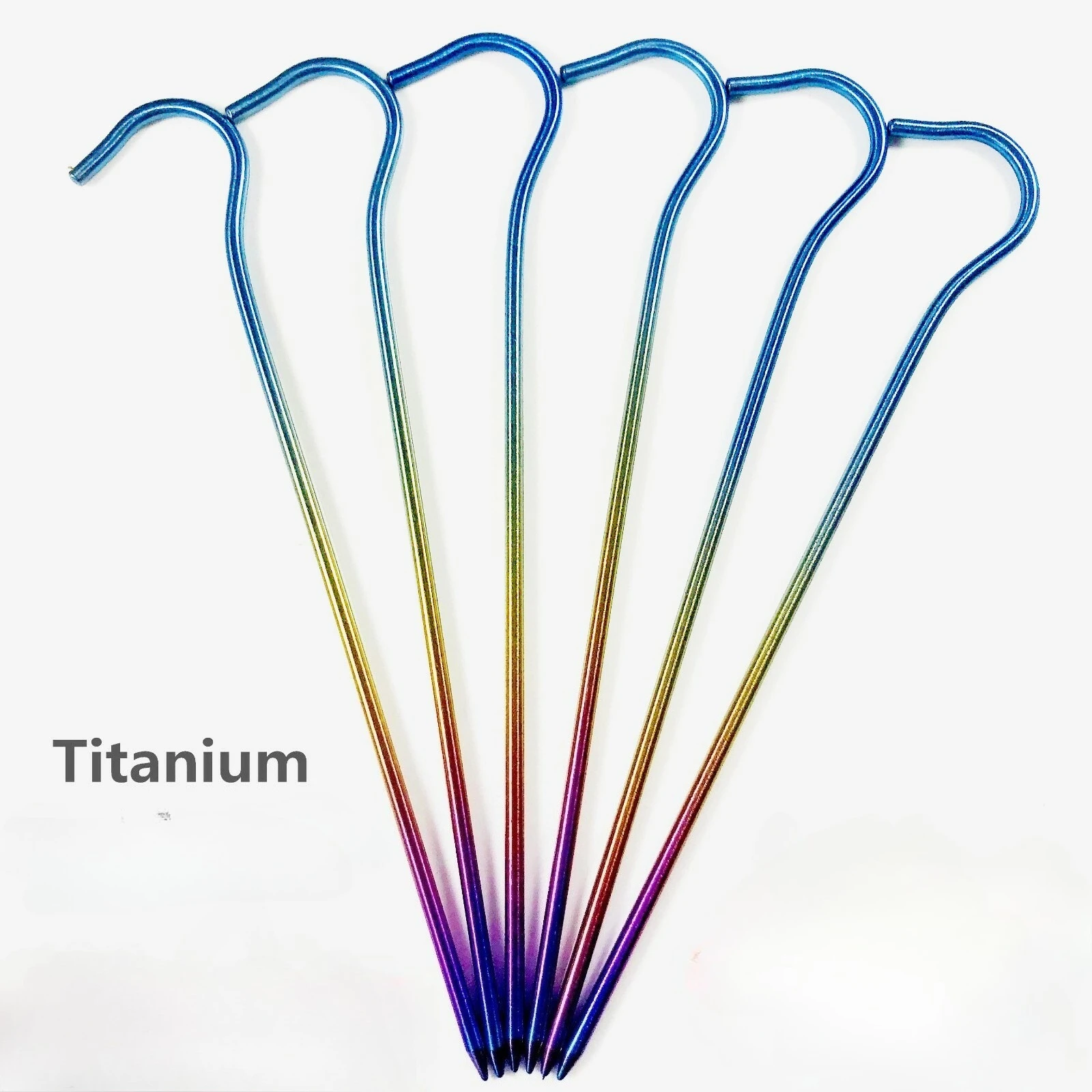 6 Pcs Titanium Tent Pegs 6g Ultralight Camping Ground Nails Lightweight Outdoor Backpacking Trip Tent Stakes