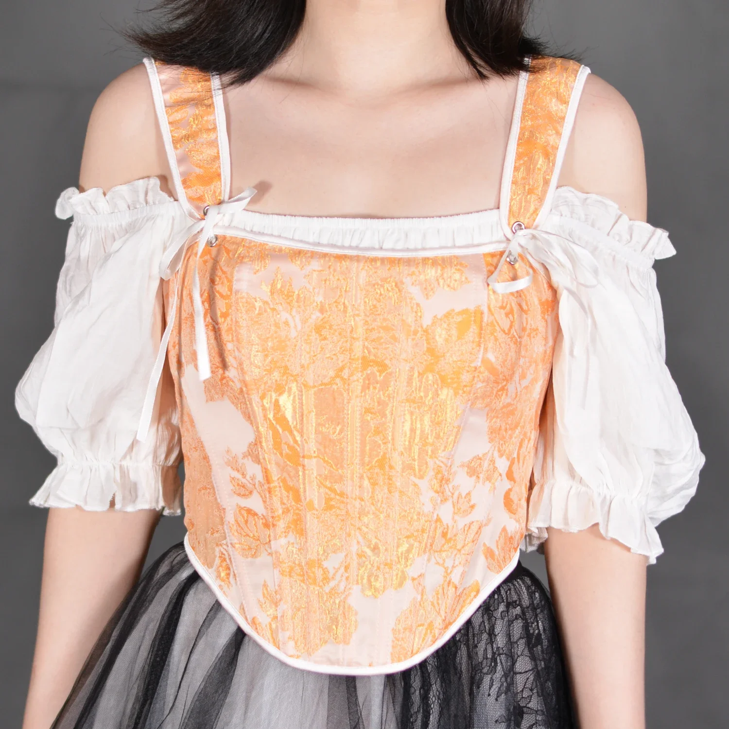 

French Floral Luxury Jacquard Corsets Tops Gothic Lingerie Crop Women Sexy Summer Bustiers Casual Streetwear Shoulder Straps