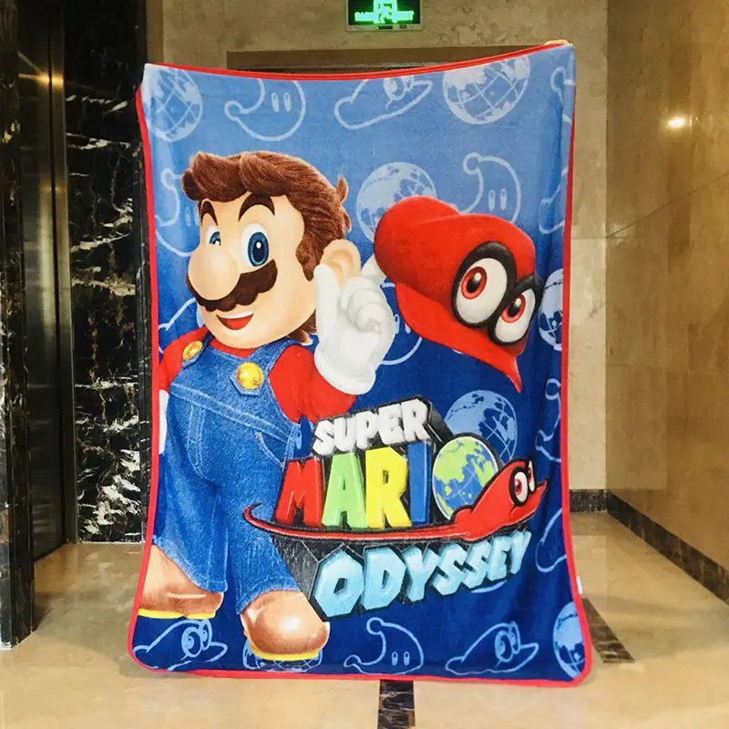 

Super Mario Anime Cartoon Pattern Printing Double-sided Coral Fleece Nap Blanket Children's Air Conditioning Quilt Holiday Gift