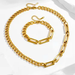 316L Stainless Steel New Fashion High-end Jewelry Hip Hop Minimalism Charm Thick Cuba Chain Choker Necklaces Bracelets For Women