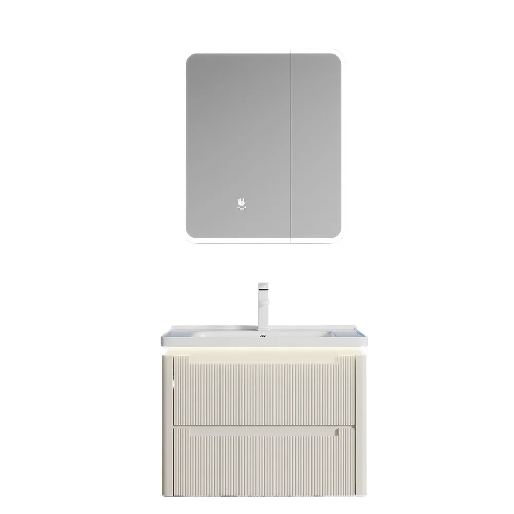 

Modern 14mm smart bathroom vanity mirror with light cabinet wash basin and sink