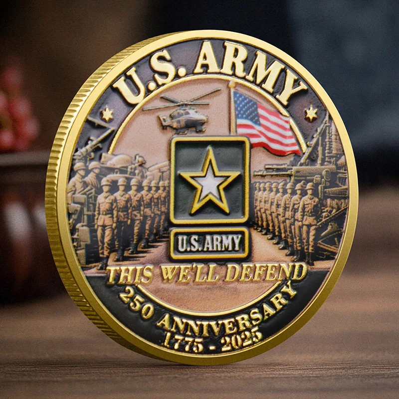 U.S. Army 250th Anniversary Souvenir Coin Gold Plated This Well Defend Collectible Coin