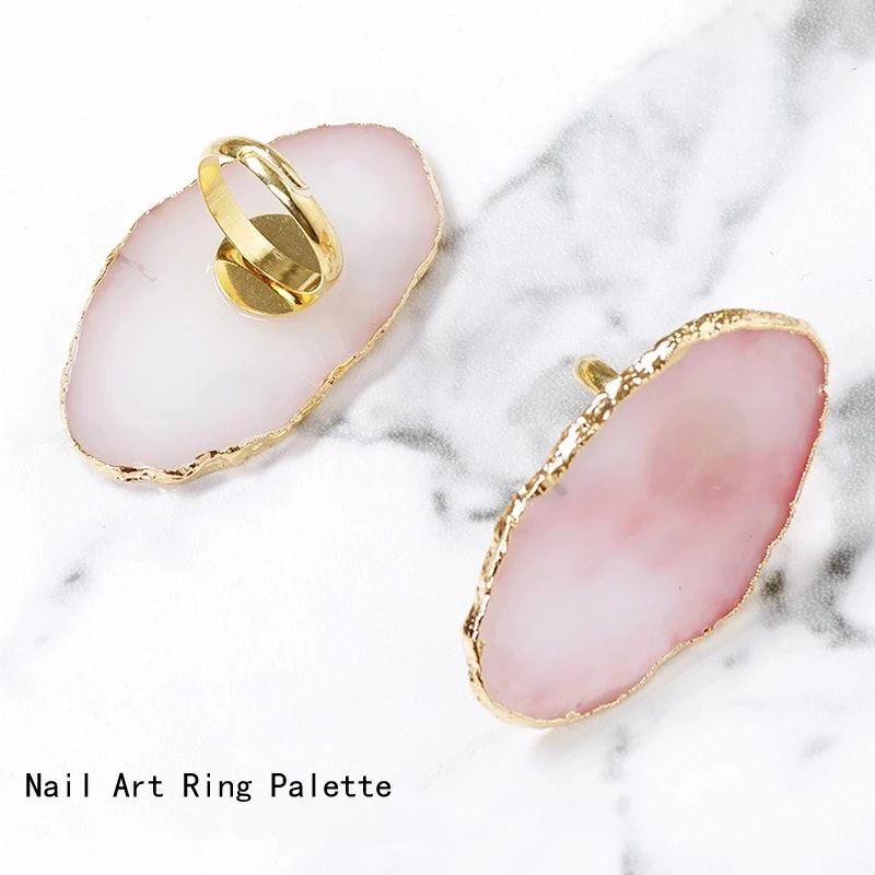 1PCS Resin Stone Nail Art Ring Palette Finger Ring For UV Gel Polish Cream Foundation Mixing Take Picture Showing Shelf