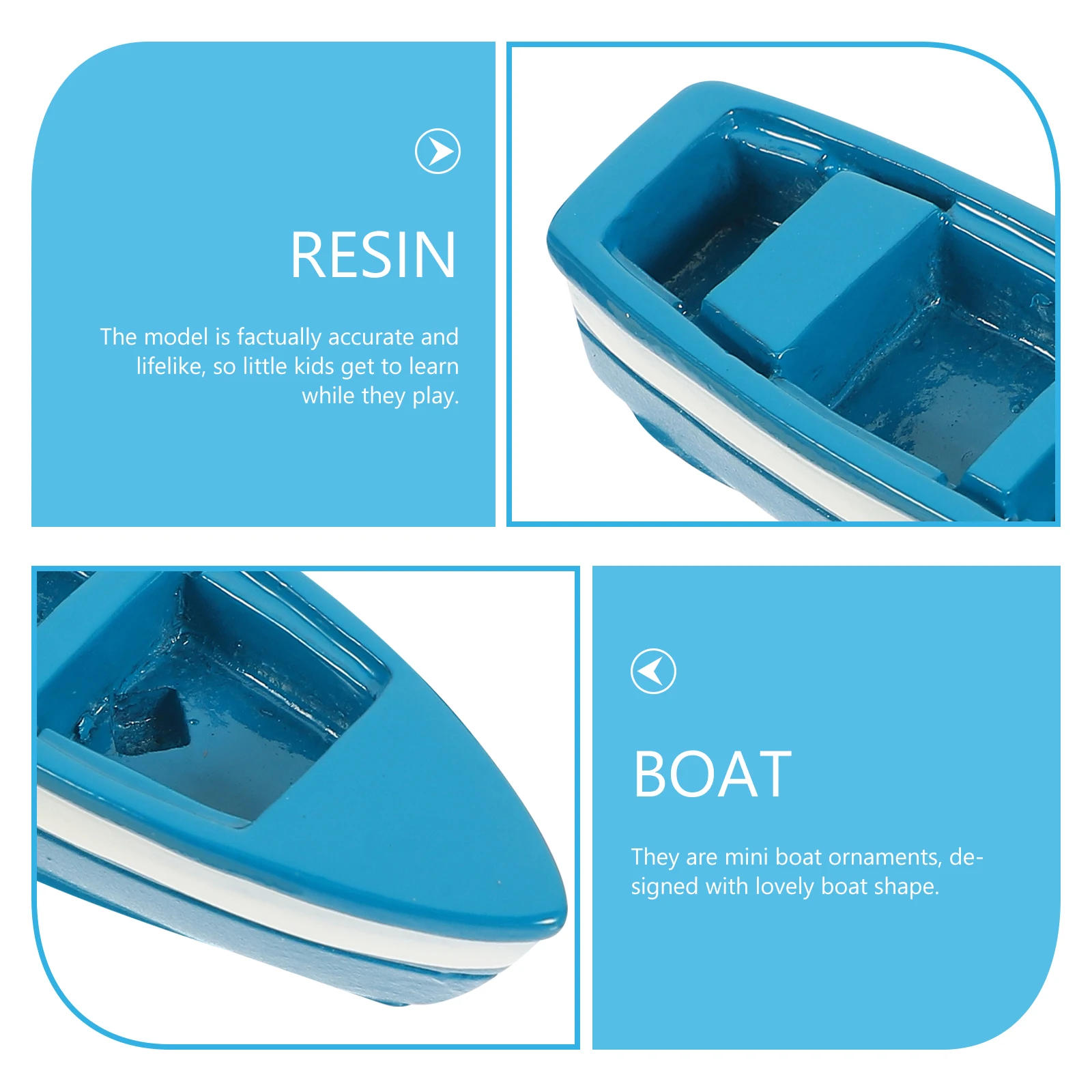 

6 Sets Micro Landscape Boat Oar Decor Small Miniature Inflatable Decoration Blue