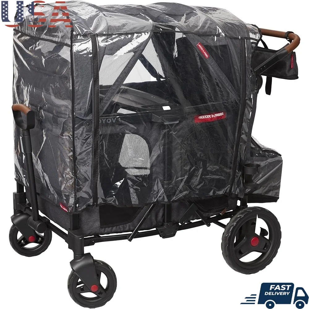 

Voya Waterproof Rain Cover Stroller Wagon Easy Entry Zipper Storage Bag Full Coverage Kids and Cargo