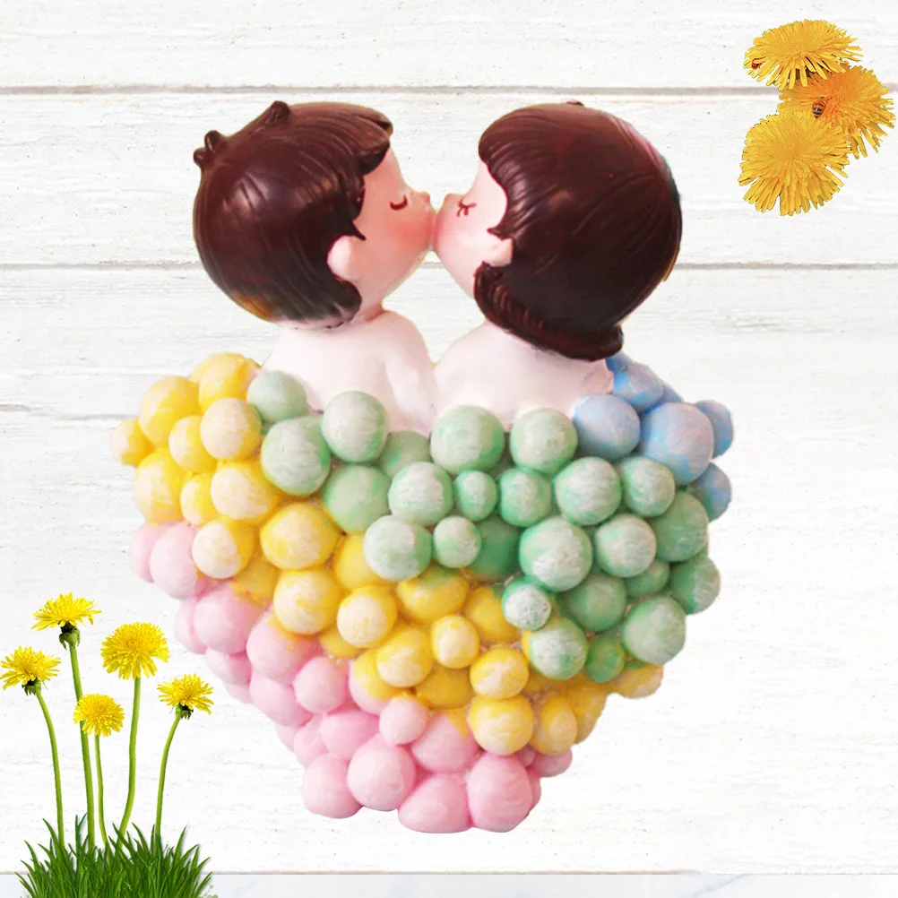 

1Pcs Resin Heart Balloon Couples Cake Decoration Valentine Day Desktop Ornament Wedding Proposal Anniversary Cartoon Design Cake