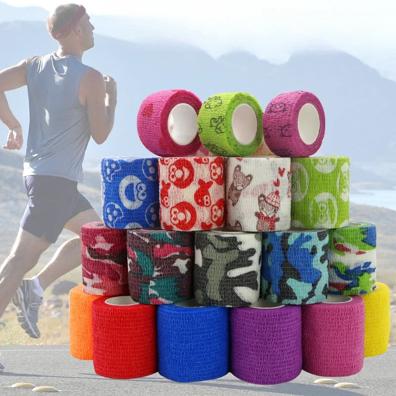 

Colorful Sports Self Adhesive Elastic Bandage Wrap Tape Elastoplast for Knee Pads Finger Ankle Palm Aid Kit Pet Tool Warm