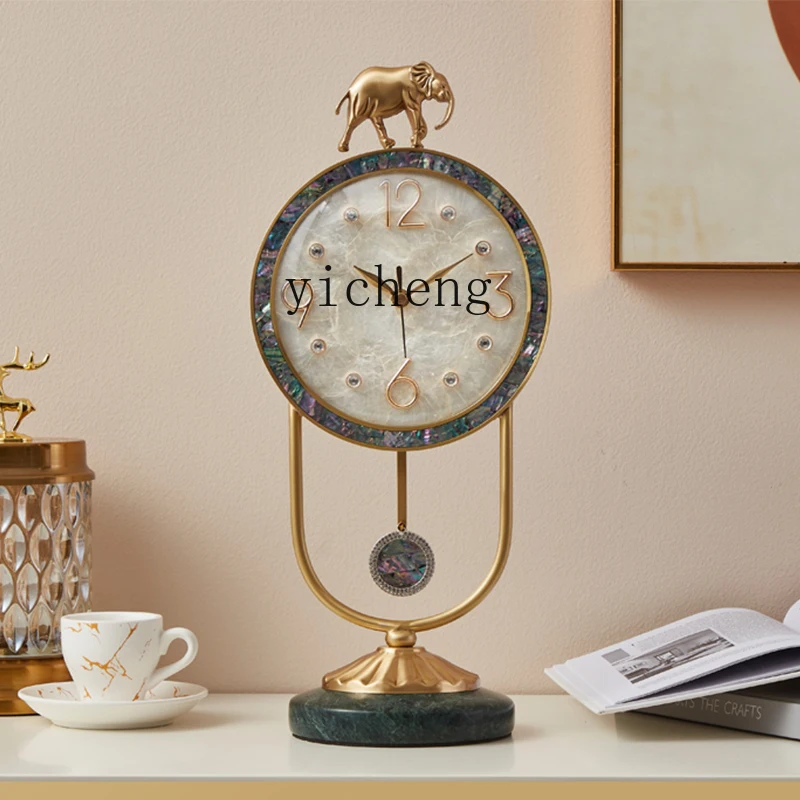 

XL pure copper desk clock European three-dimensional retro desk clock art light luxury old-fashioned desk clock ornament
