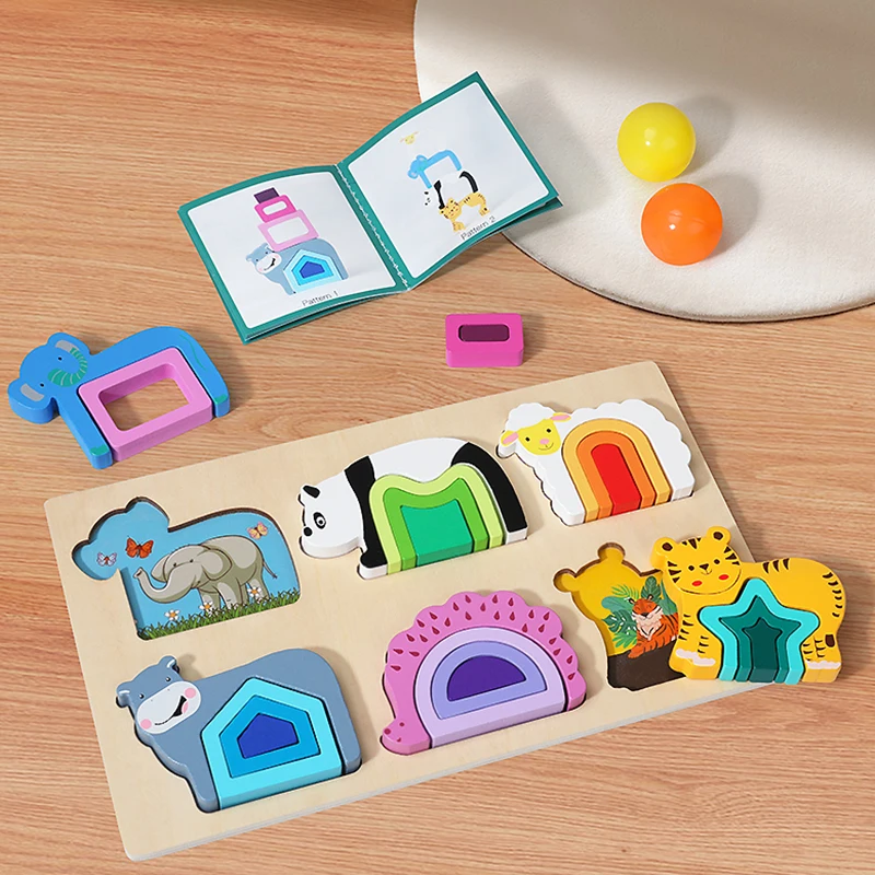 Toddlers 3D Wooden Puzzles Educational Toys Montessori Toys for Kids Educational Games Shape Intelligence Toys Children\'s Gifts