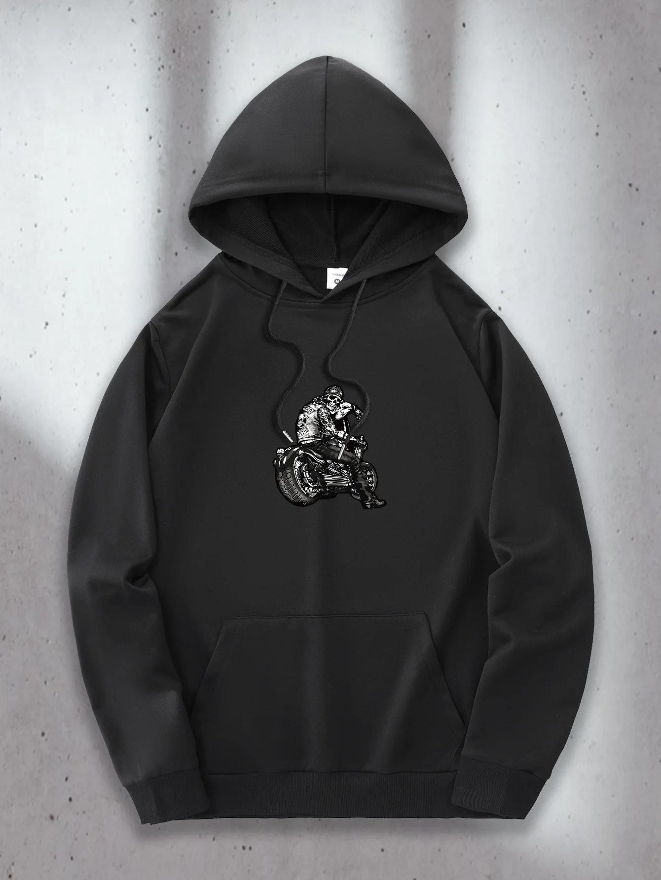 Skeleton Biker men's hoodie Vintage Motorcycle Rider Graphic Pullover Hooded Sweatshirt SportAutumnWinter Retro Loose streetwear