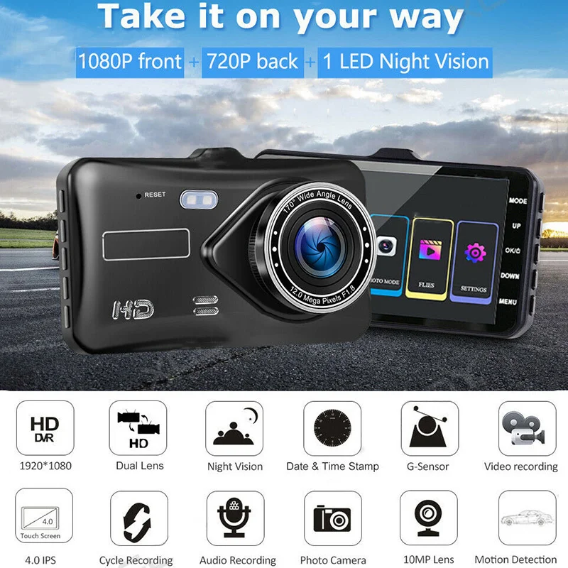 Full HD 1080P Dash Cam for Car 6G Lens Camera DVR Dual the Loop Recording Dashcam Night Vision G-Sensor Dashcam Motion Detection