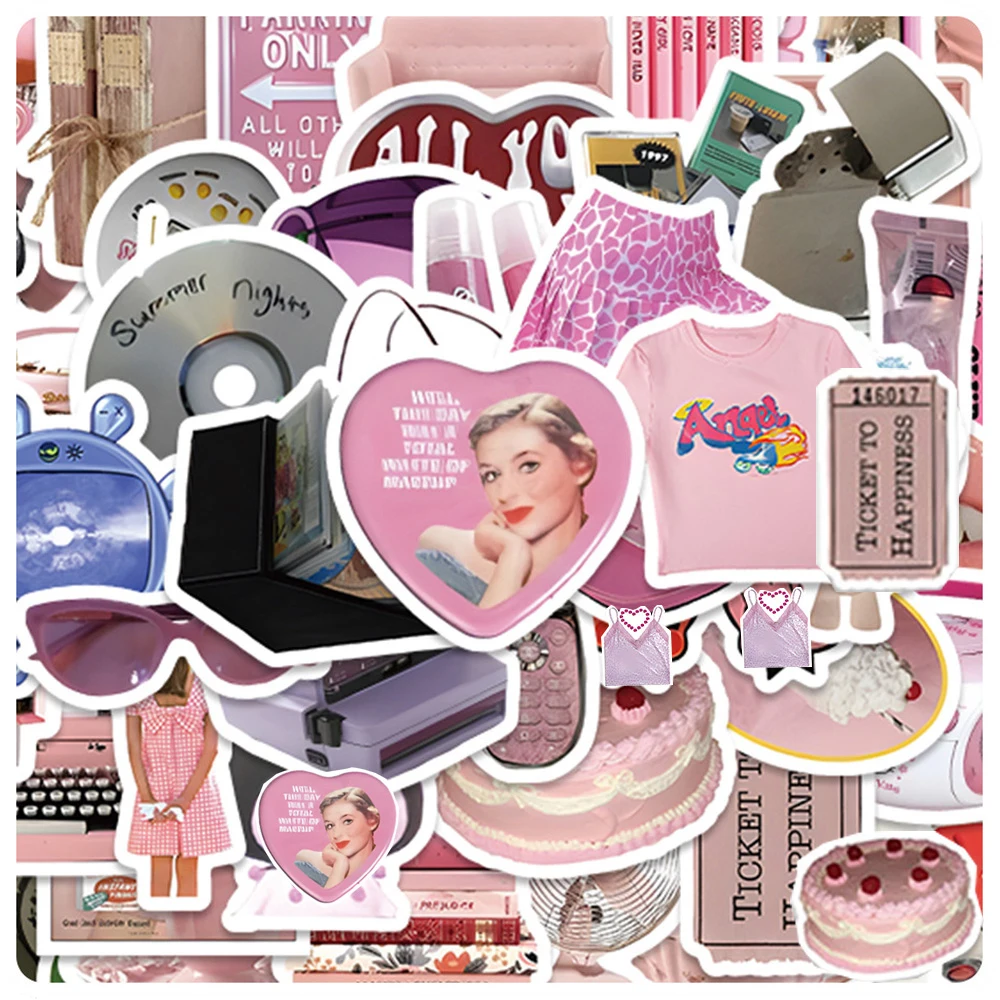 10/30/50/100pcs Pink Cartoon Aesthetic Stickers Kawaii Girls Decal Toy DIY Suitcase Phone Stationery Car Vinyl Cute Sticker Pack