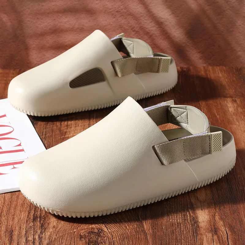 

Летние мужские тапочки, нескользящая, износостойкая, с закрытым носком, мягкая подошва, дышащая удобная повседневная обувь, модные пляжные сандалии