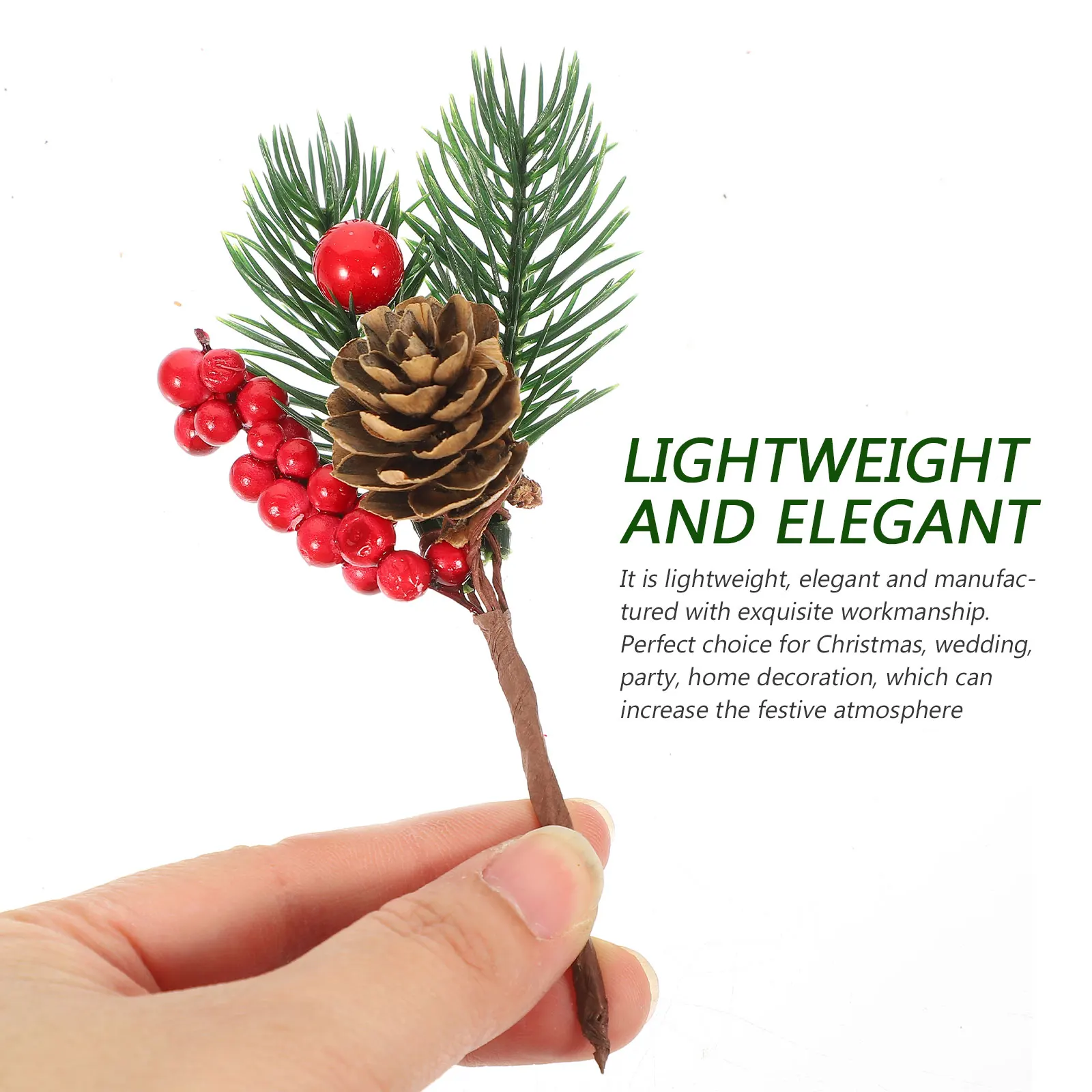 

10pcs Christmas Cuttings Artificial Red Berry Branches Tree Decor Small Wreath Foam Supplies Bright Colors Holiday Crafts Stems