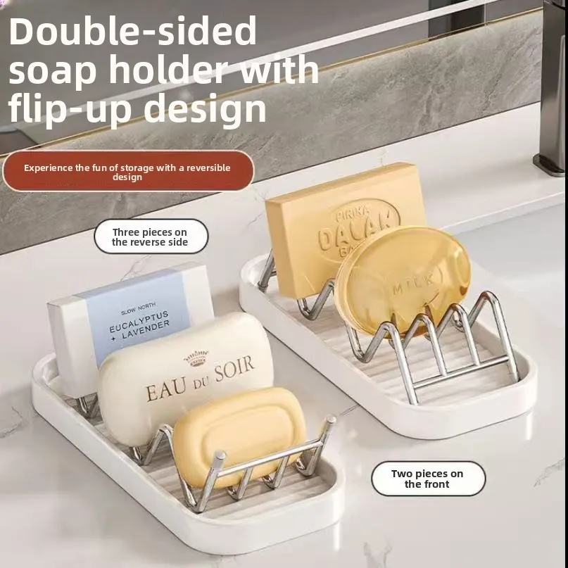 Suporte para Sabonete de Bancada de Banheiro, Organizador de Sabonete com Drenagem e Suporte para Esponja de Cozinha, Durável e Fácil de Limpar