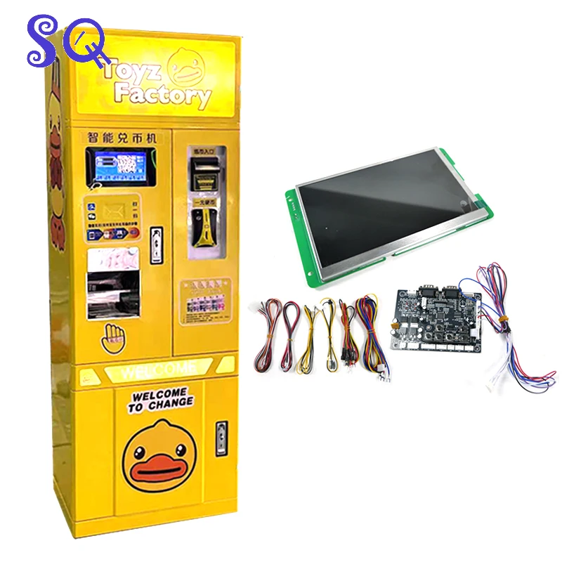 آلة تغيير رمز العملة المعدنية، اللوحة الأم لتغيير الصراف الآلي، 7 بوصة، مجموعة شاشة LCD تعمل بقطع النقود المعدنية، تبادل البيع التلقائي