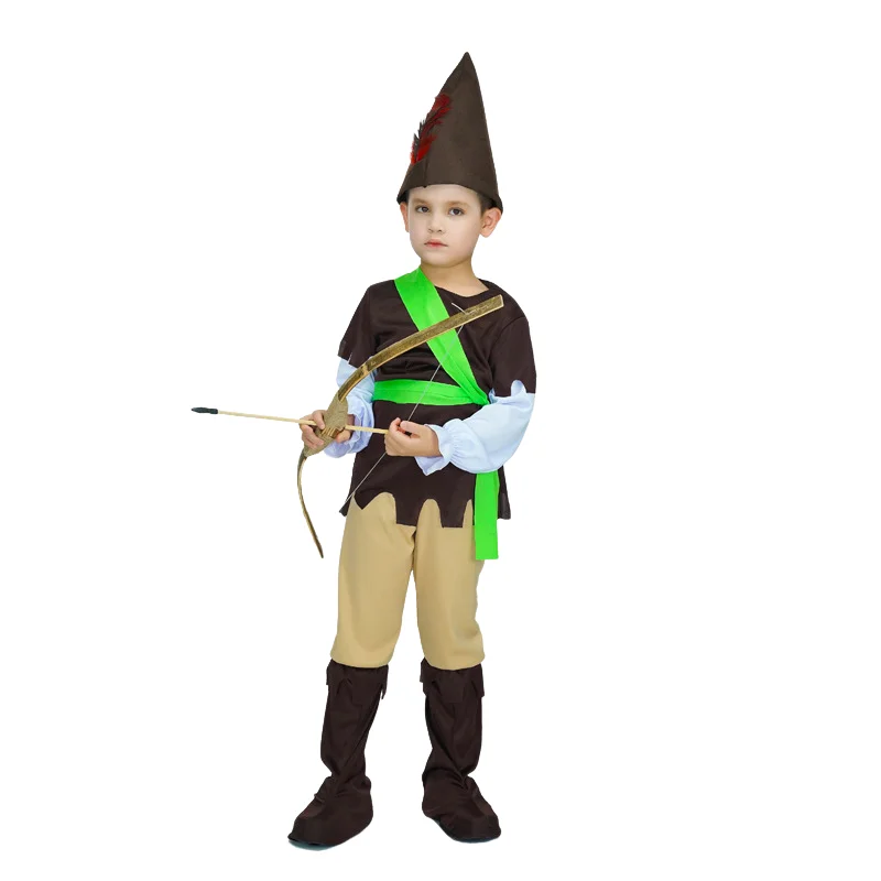 Halloween Kinderen Trapper Cosplay Kostuum Jongen Mode Boogschieten Podium Decors Feest Lange Mouw Festival Kleding