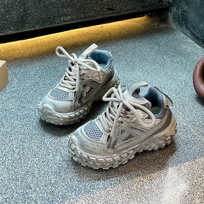 Chaussures de course antidérapantes pour enfants, baskets en maille respirante pour garçons et filles, nouvelle collection printemps-automne 2025, chaussures de sport pour enfants, fond épais et souple