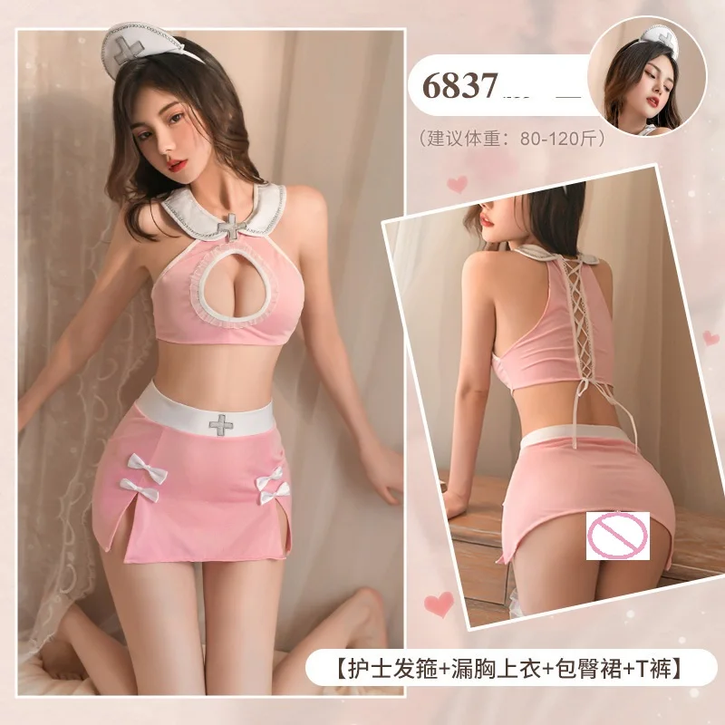 Großhandel Damen Kawaii Roleplay Krankenschwester Uniform Lady Naugty Zweiteilige aushöhlen Cosplay Arzt Dessous Kleid Fliter Kostüme