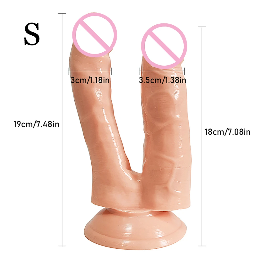 Double Dildos Stimulate Vagina and Anus Huge Penis with Suction Cup Erotic Double Head Phallus Soft Dick Sex Toys for Women