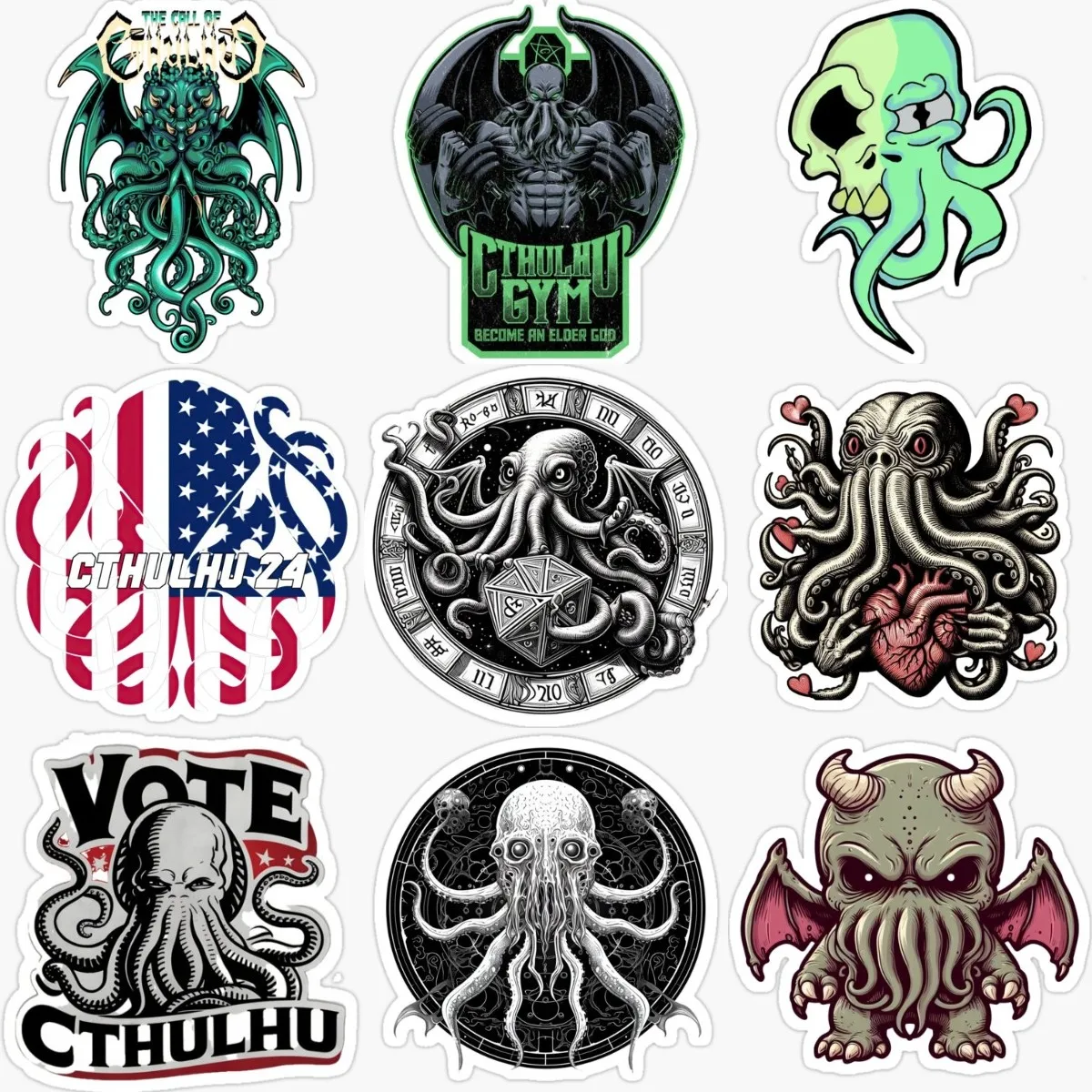 Cthulhu Great Old Ones Octopus Creative PVC Accessories Sticker for Decorate Wall Fridge Car Van Motorcycle Off-road Decal