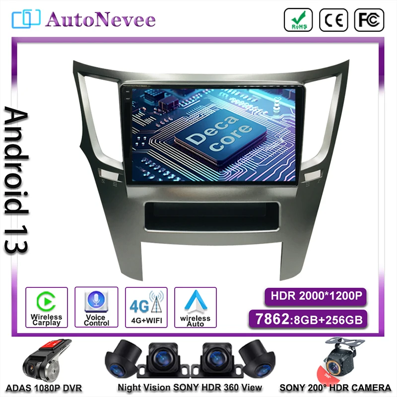 

Android 13 Carplay For Subaru Outback 4 BR Legacy 5 2009 - 2014 Left Hand Drive Car Radio Multimedia Video Player 5G WiFi