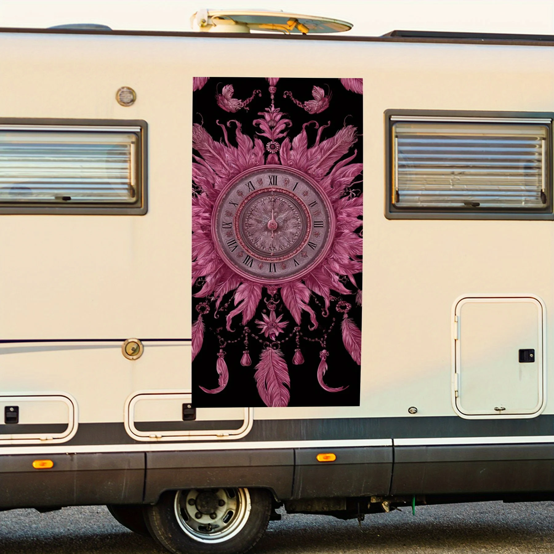 

Розовая виниловая наклейка с часами «Ловец снов» для двери автомобиля на колесах, водонепроницаемые самоклеящиеся виниловые наклейки, декоративная защита Autom