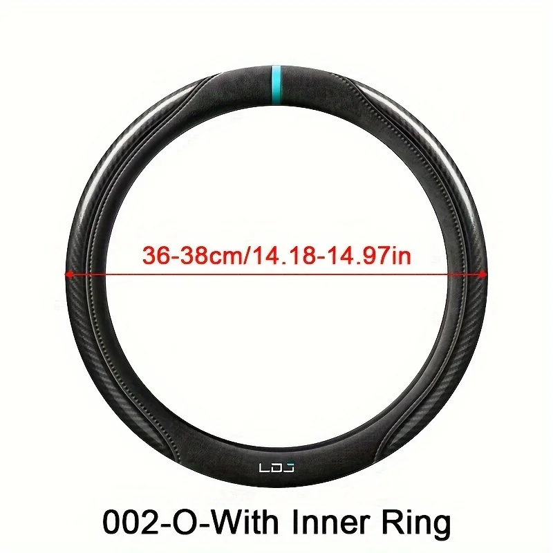 O-TypeSuede Carbon Fiber Fashion Breathable Car Steering Wheel Cover，Car Accessories (With Inner Ring)