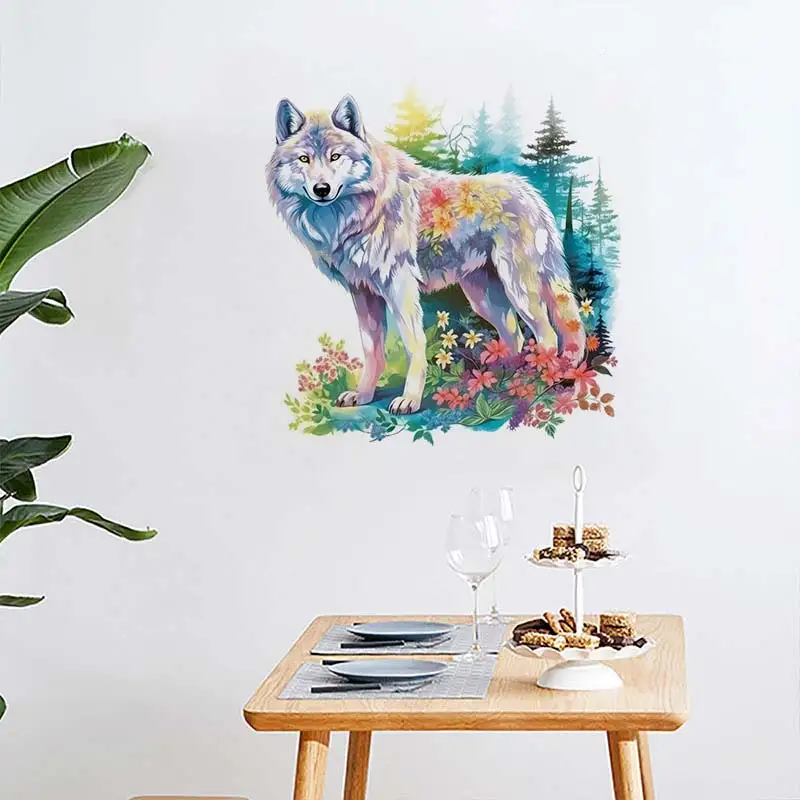 Watercolor Wolf Wall Sticker Boy Room Background Home Decoration Mural Living Room Creative Animals Sticker M839