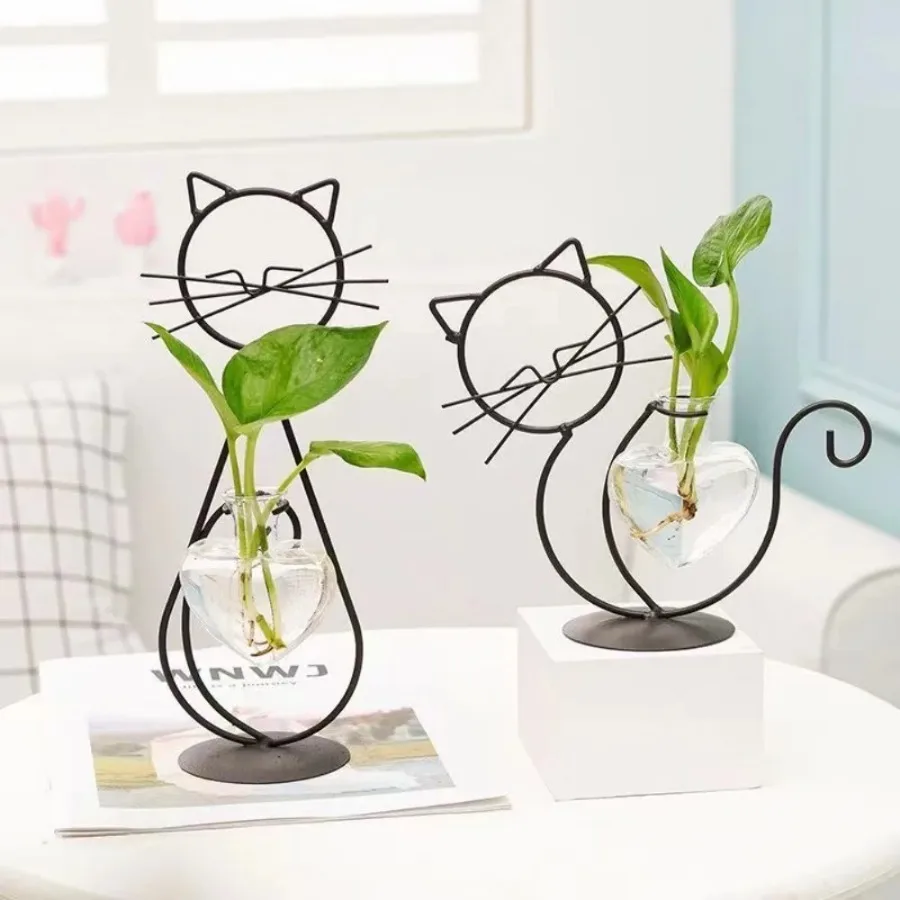 

Home Decor Vase, Cute Iron Table Flower Vase, Flower Holder for Plants, Iron Stands with Vase, Kitty Vase
