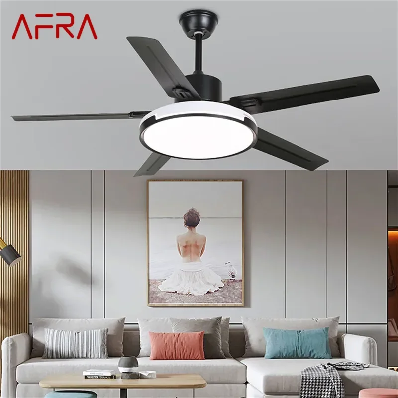 

AFRA Modern Fan Light Luxury Living Room Restaurant Bedroom Study LED Ceiling Fan Light Remote Electric Fan Light