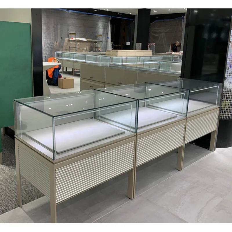 Custom. modern design jewelry showroom display counter LED glass display showcase for jewelry shop display