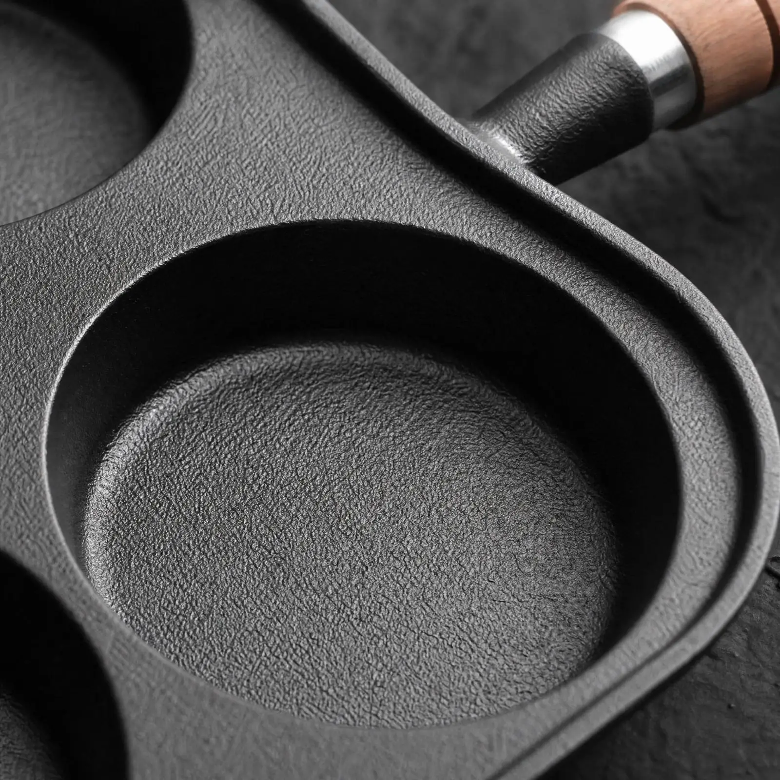 Multi Hole Cast Iron Egg Frying Pan for Burger Patties and Omelets Non Coated Cooking Surface for Kitchen Use