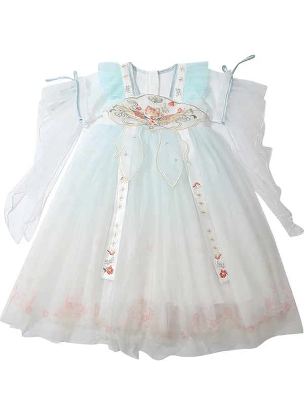 エレガントな夏の漢服ドレス女の子のためのベビースタイルスーパーフェアリースカート子供服伝統的な中国の衣装女の子のドレス