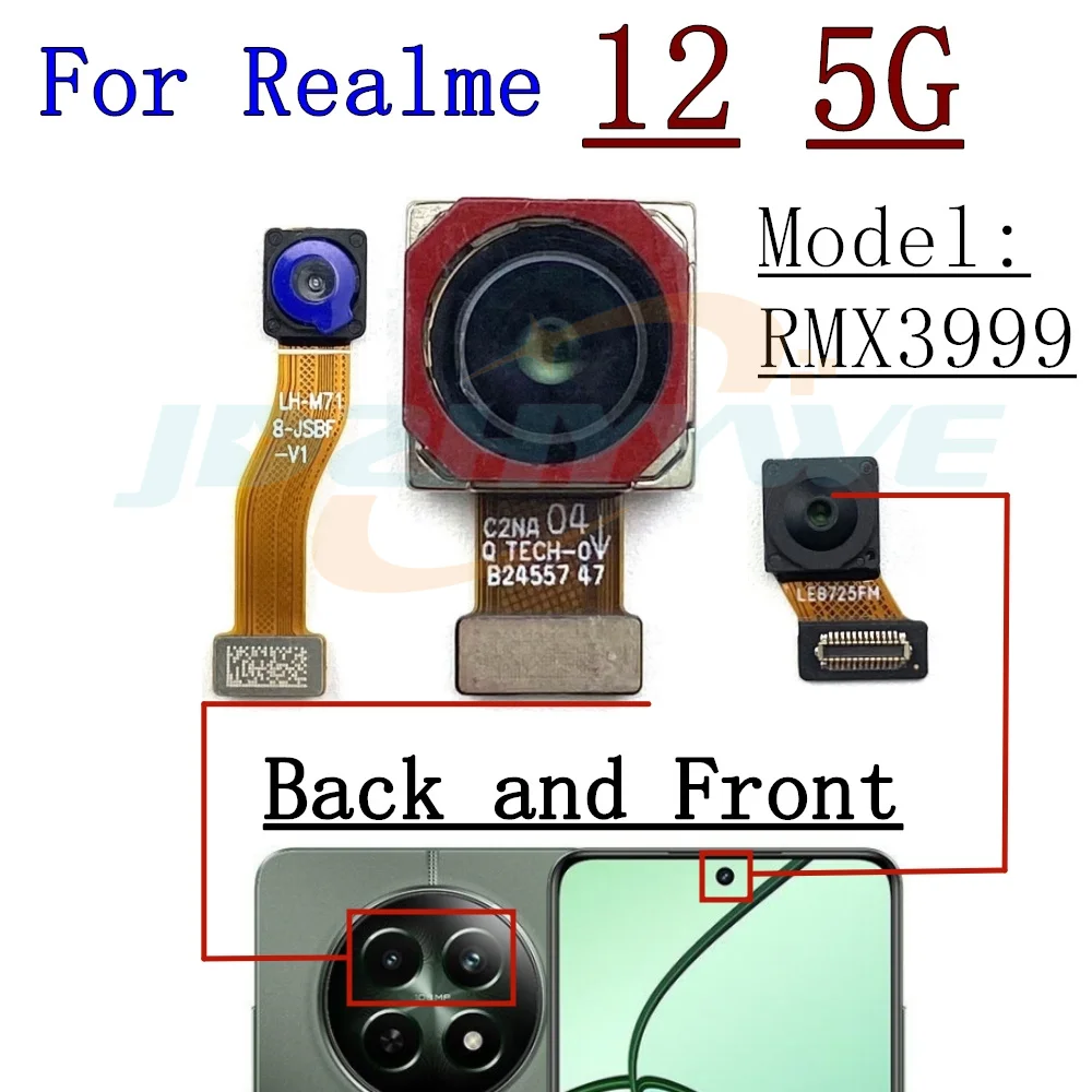 Front Back Camera For Realme 12 Realme12 5G Selfie Frontal Backside Facing Main Wide Angle Rear Camera Flex Cable