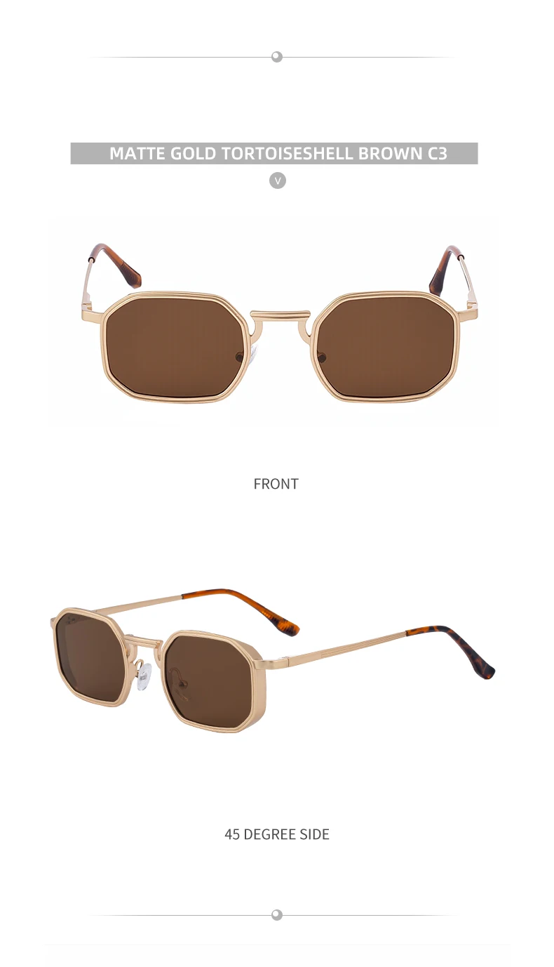 Steampunk Klassische Rechteckige Sonnenbrille für Herren 2026 Luxusmarke Punk Polygon Metallrahmen Sonnenbrillen für Männer Fahrbrillen Schutzbrille – Detail 17
