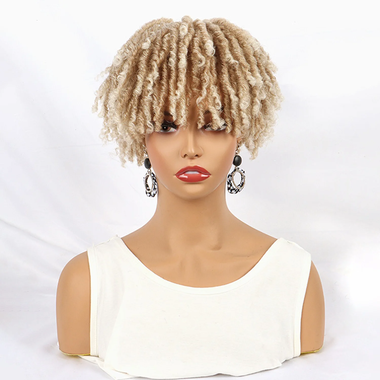 6 Inch Afro Dreadlock Hair Toppers Hair Pieces Synthetic Kinky Curly Wig One Piece Dreads Toupee Clip Hair for Women And Men