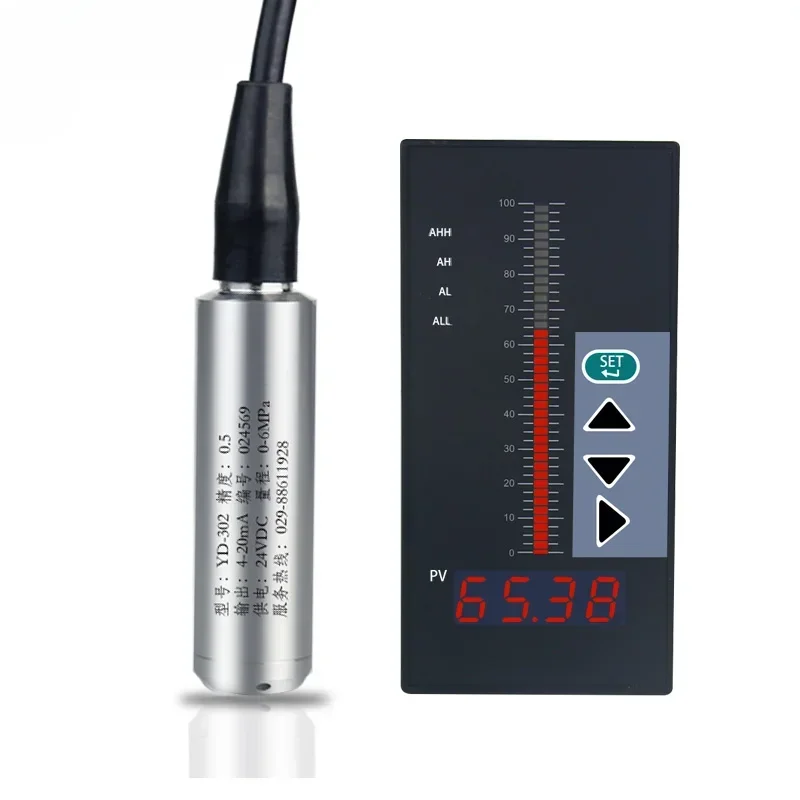 Water Submersible Liquid Transmitter  Meter Level Sensor remote water indicator controller,0-3m 4-20mA 3 m cable+controller