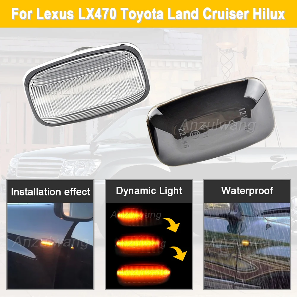 

MR-170424 Turn Signal Lamp For Toyota FJ CRUISER GSJ15 LAND CRUISER GR17 LEXUS LX470 Dynamic Led Side Marker Lights