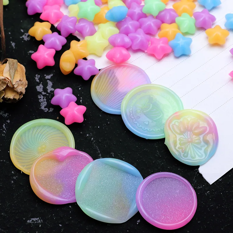 100pcs/lot Luminous Sealing Stamps Wax Beads Package Pentagram Transparent Wax Halloween Scrapbooking Decorations Card Making