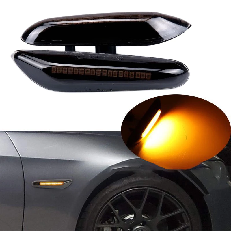 2PCS Led Dynamic Turn Signal Light Side Marker Sequential Blinker Lamp for -BMW E46 E36 E60 E61 E90 E91 E92 E93 X1 E84 image 4